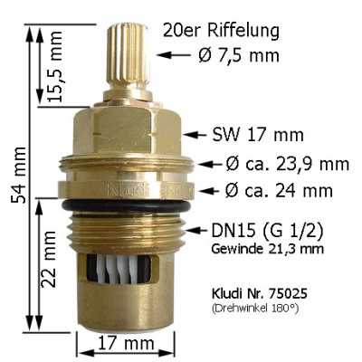 Кран-букса керамическая 1/2, 180⁰, Kludi 7502500-00
