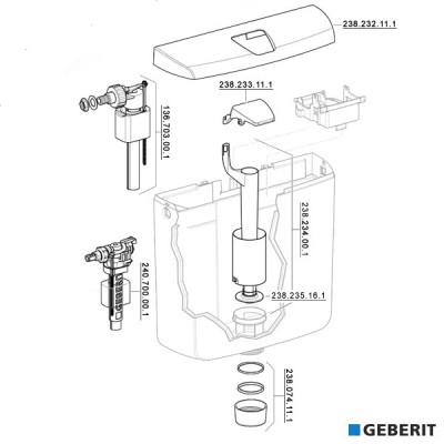 Гайка накидная Geberit 238.074.11.1 для смывных бачков наружного монтажа AP110, AP112 и AP113